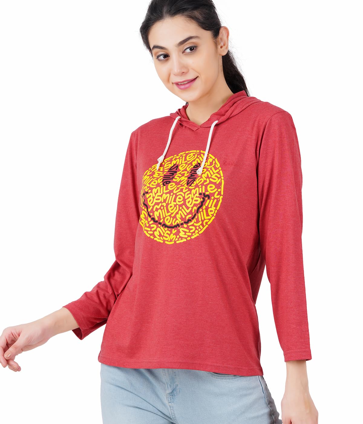 Women's Motivational Graphic Print Hooded T-Shirt, Long Sleeve-picture-13