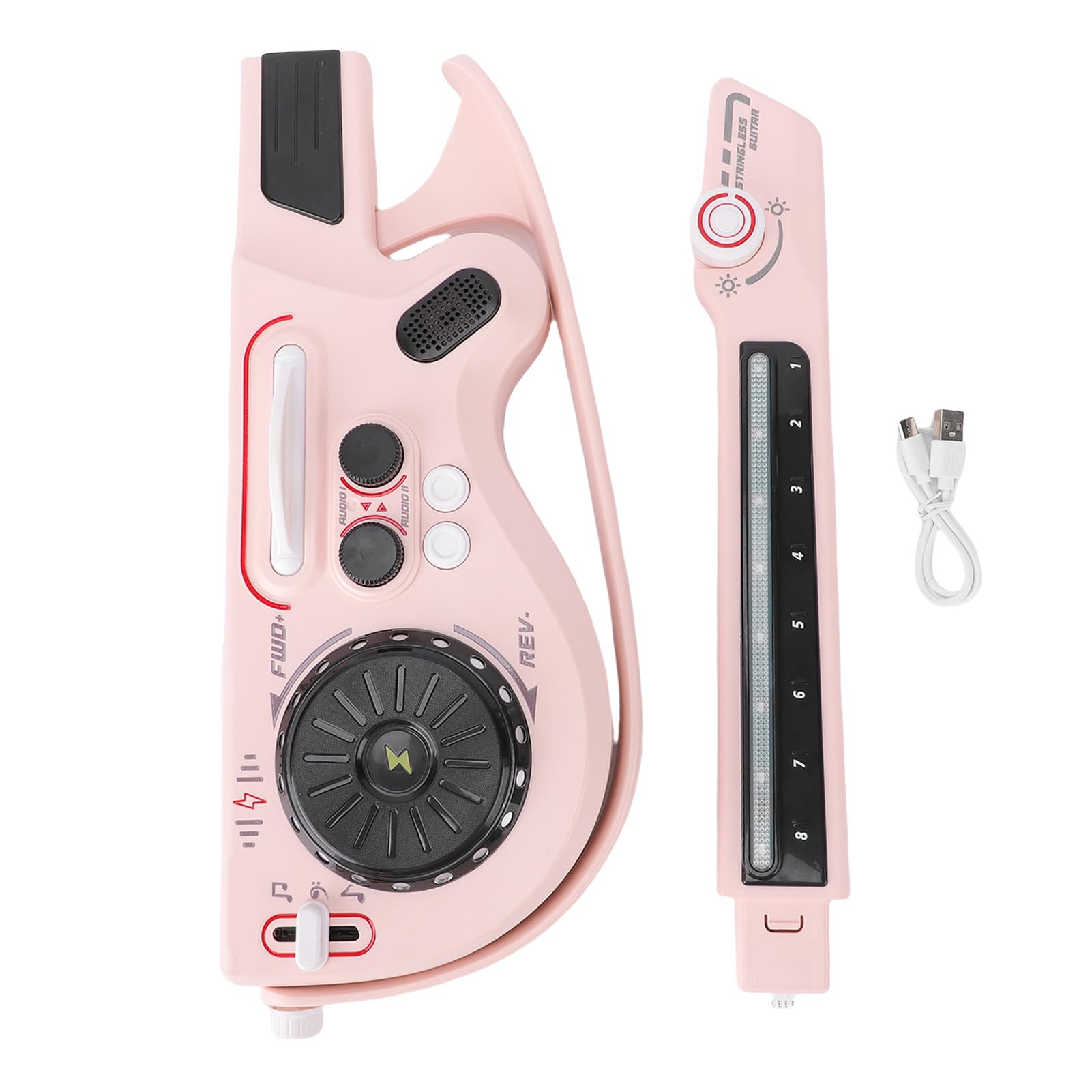 XUMIUZIY Giocattolo per Chitarra Senza Corde per Bambini | Chitarra Elettrica Pieghevole Multifunzionale Bluetooth per i più Piccoli (PINK)