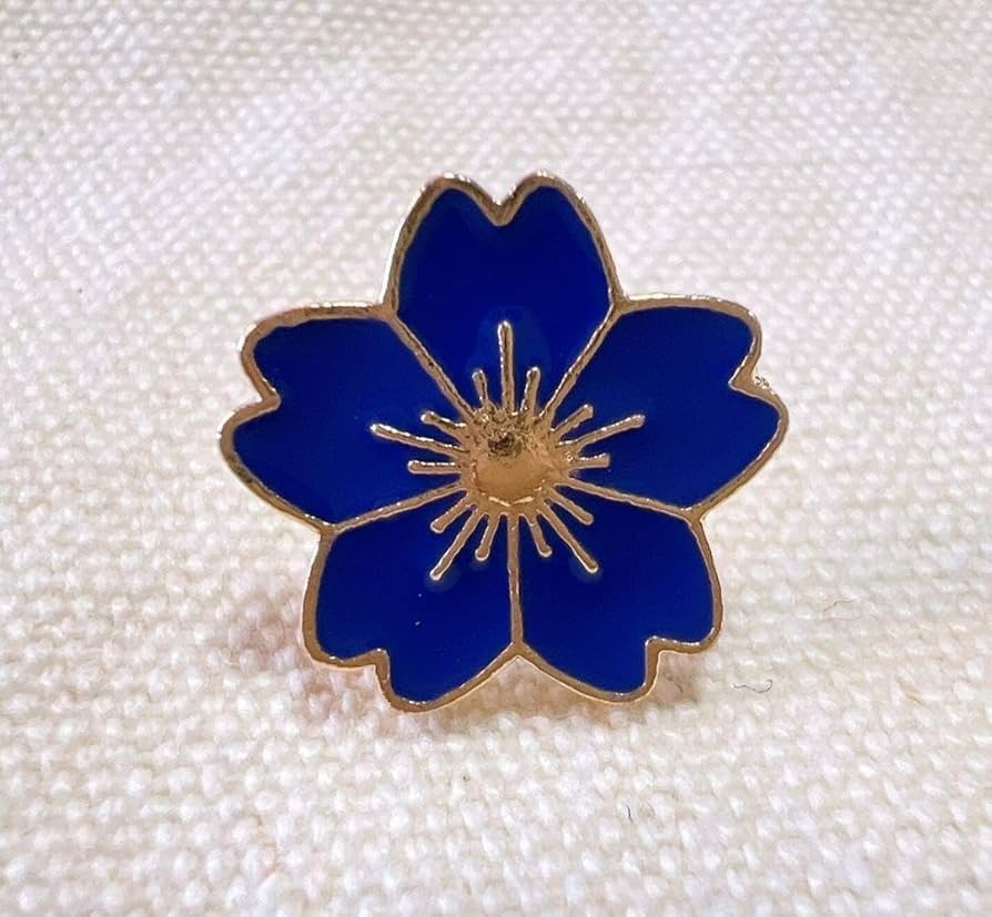 Amazon | 桜ブルー ピンバッジ フラワー 花 青 | バッジ | おもちゃ