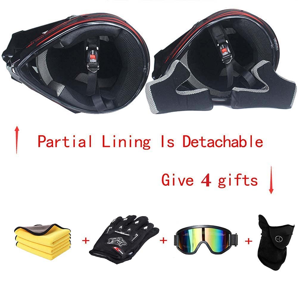 Motorradhelm Motocross Helm Kinder Cross Helms Motorbike ATV MTB Freien Sport Motorcycle Helmet Set mit Handschuhen Brille
