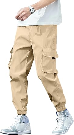 HOTake Mens Stretch Cotton Cargo Pants Elastic Waist Cargo Joggers