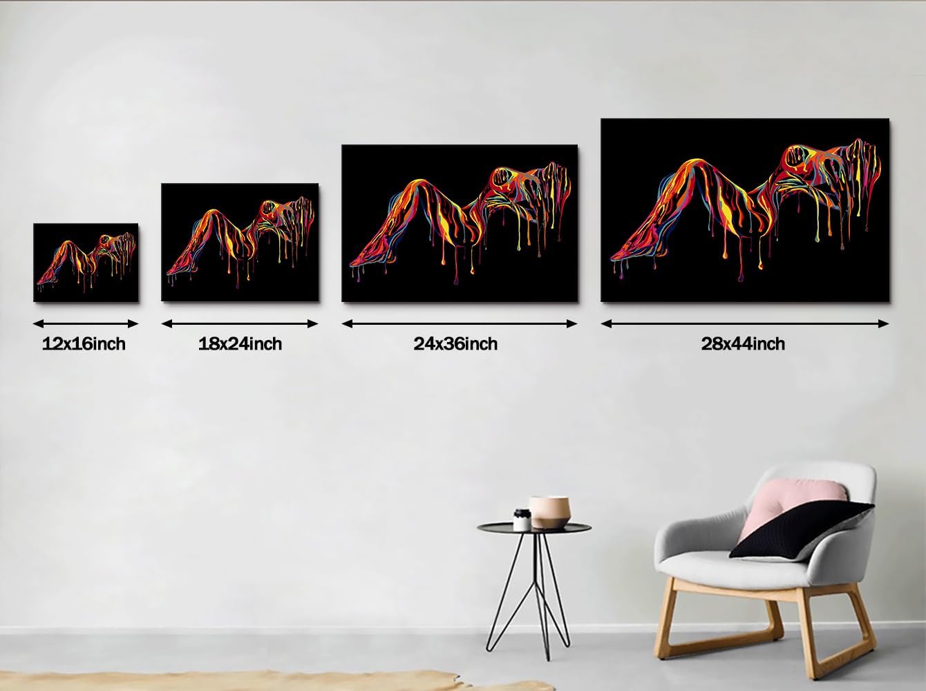 Abstract Canvas Art Wall Decor Sexy Woman Colorful Painting HD Print on Canvas Sexy Body Artwork for Living Room Bedroom Bathroom Wall Decoration Framed 24x36 inch