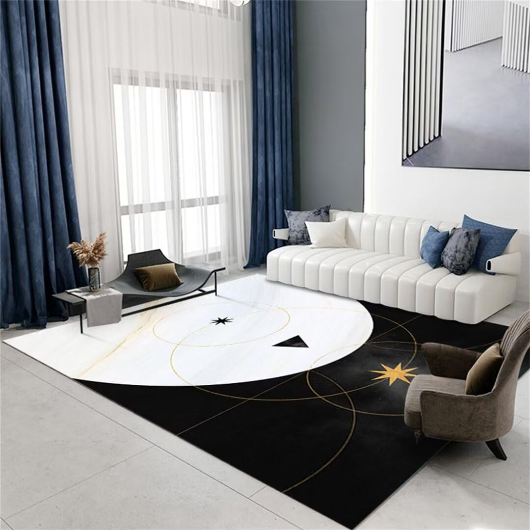 Tapis de salon minimaliste noir et blanc pour réchauffer votre chevet
