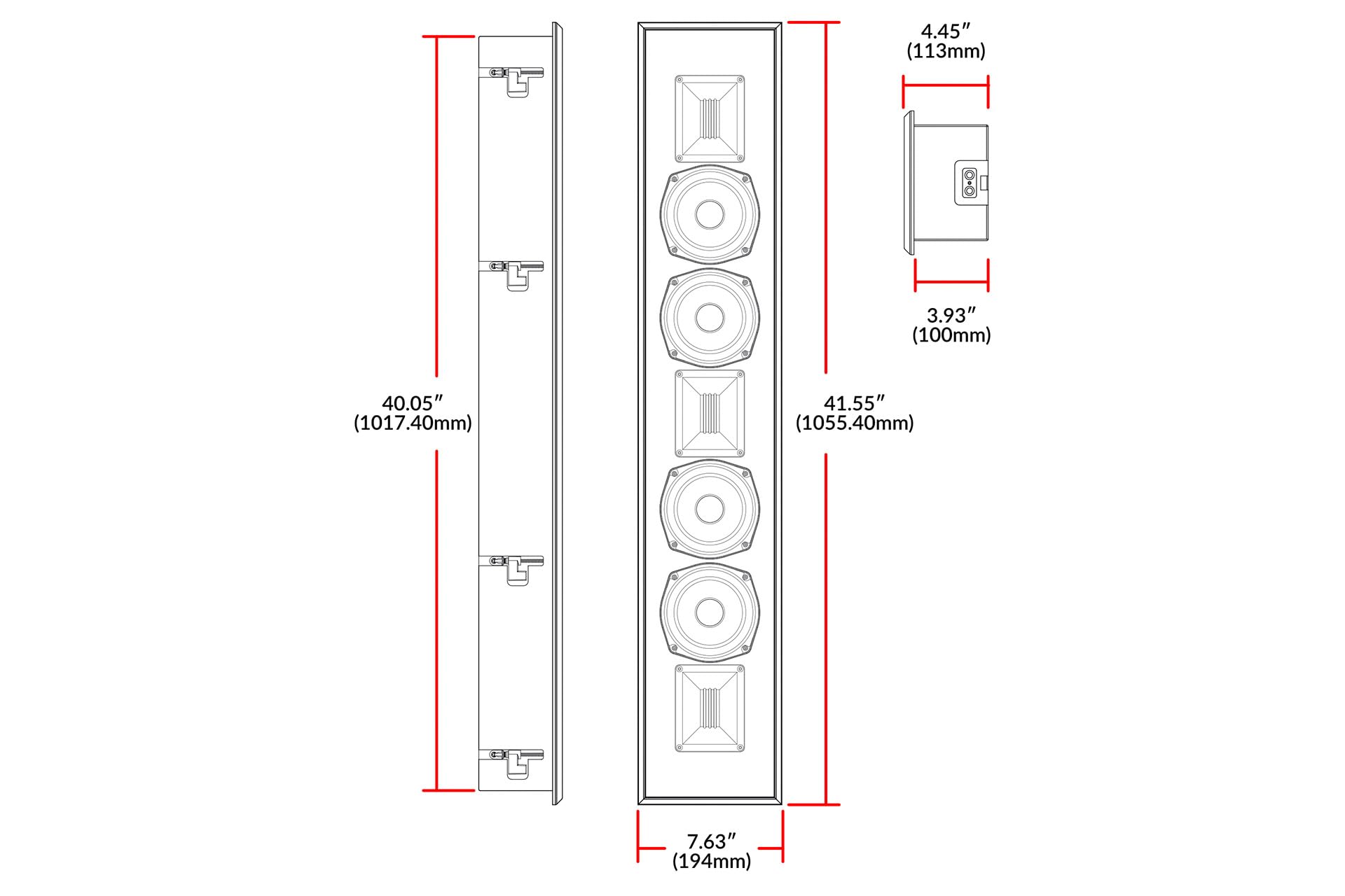 Earthquake Sound IW-4503-LCR Cinenova Clarte In Wall Line Array 600W (1 Speaker)