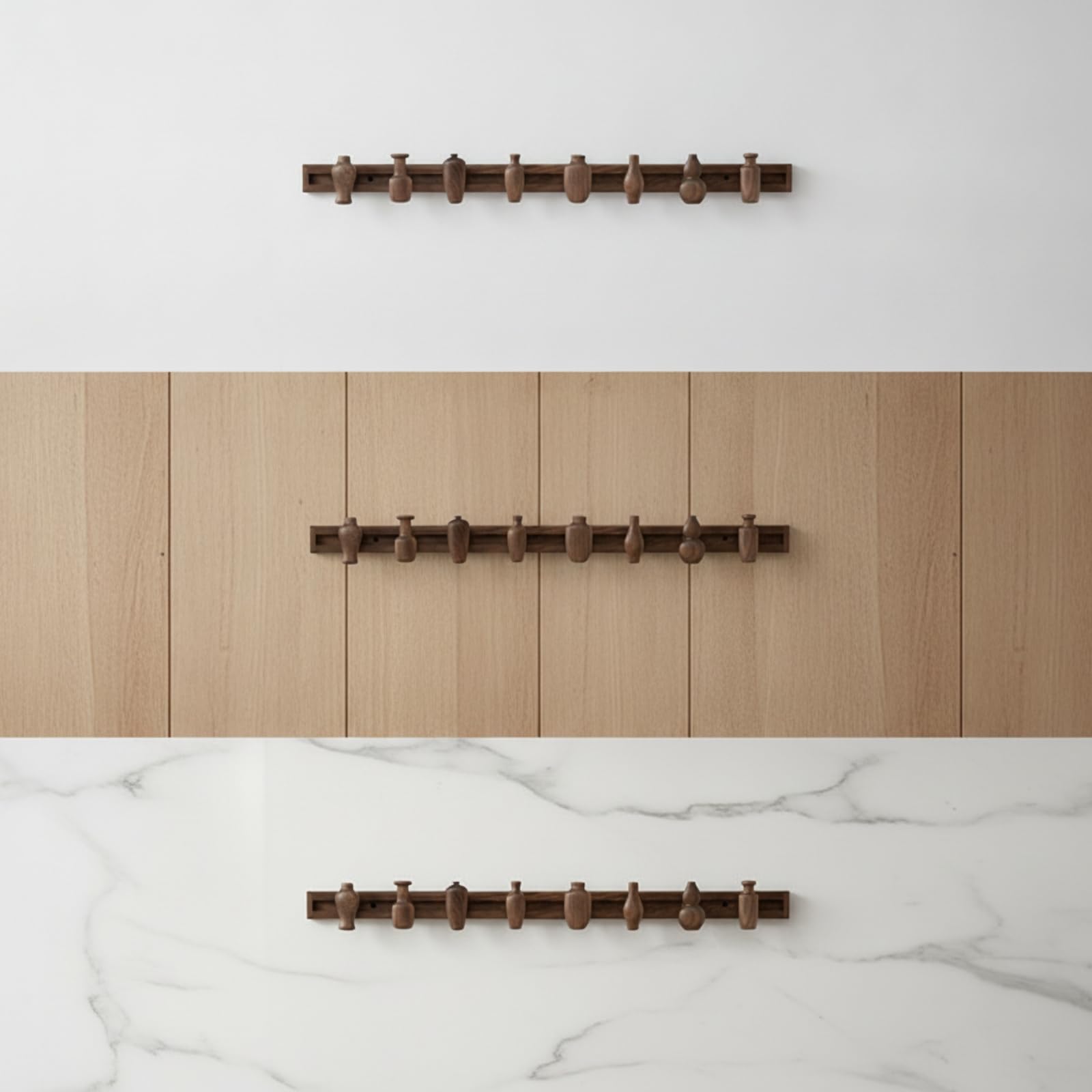 Appendiabiti con Ganci Scorrevoli Moderno Appendiabiti in Legno con Ganci Creativo per Ingresso