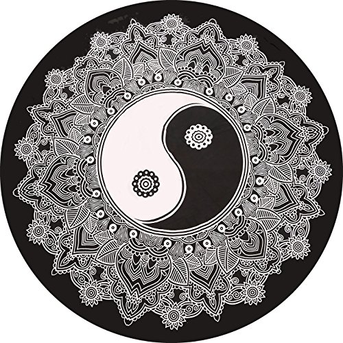 Mandala indio negro y blanco hippie redondo manta de edredón decoración de playa toalla de playa mandala algodón Yoga Mat playa Roundie playa redonda tapiz playa manta bohemia redondo Ying Yang