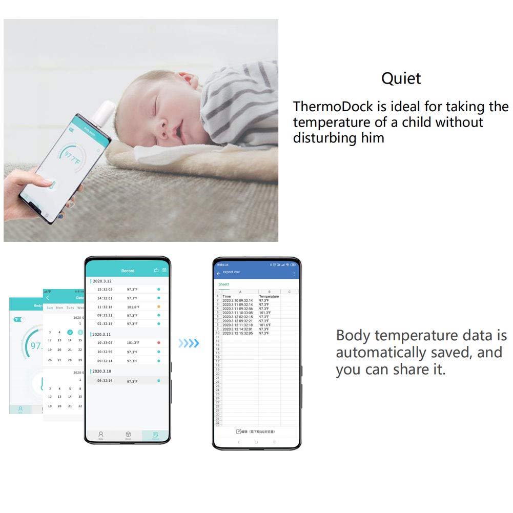 Famiglia Piccolo Portatile Termometro A Infrarossi Misurazione Accurata Bluetooth Termometro Elettronico per USB Tipo-C Android telefoni cellulari