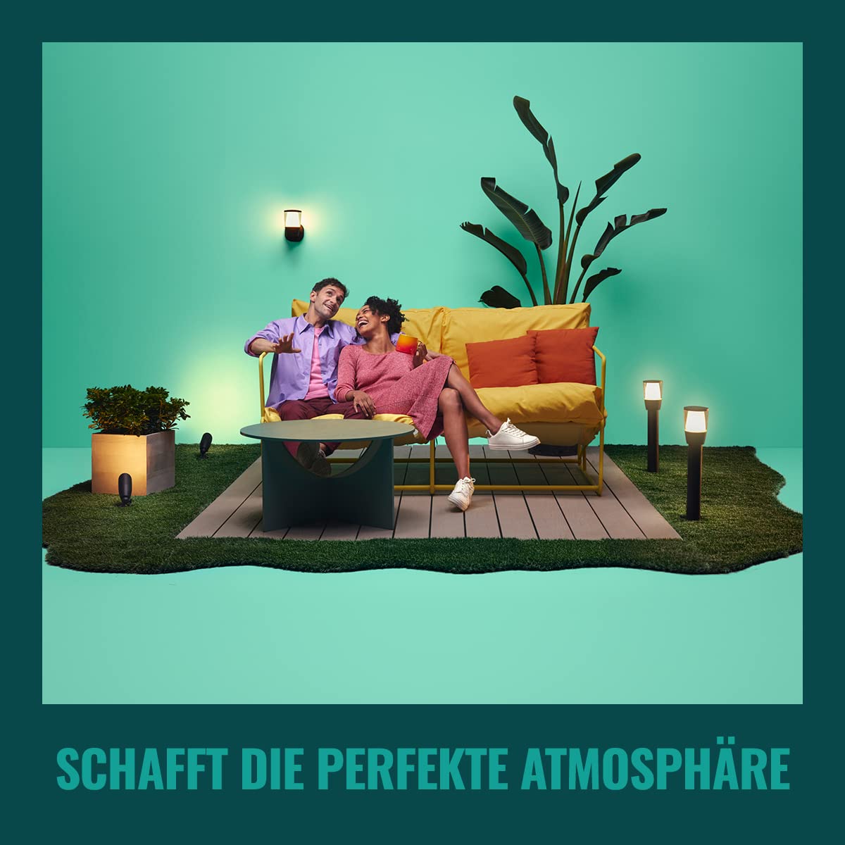 WiZ Tunable White and Color Elpas Outdoor Wandleuchte (650 lm), LED Leuchte mit 16 Mio. Farben oder warm- bis kaltweißem dimmbarem Licht, smarte Lichtsteuerung über WLAN per Stimme/App, schwarz