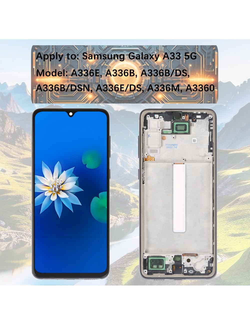 Display Bildschirm für Samsung Galaxy A33 5G TFT A336E A336B A336B/DS LCD Bildschirm Ersatz Assembly kit（Schwarz mit Rahmen,Ohne Fingerabdrücke