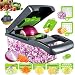 Produktbild Gemüseschneider 12 in 1 Multifunktion Zwiebelschneider,Gemüseschneider Food Chopper Slicer Dicer für Hobeln Von Obst Gemüse, Karotte, Kartoffel, Knoblauch (Grau)