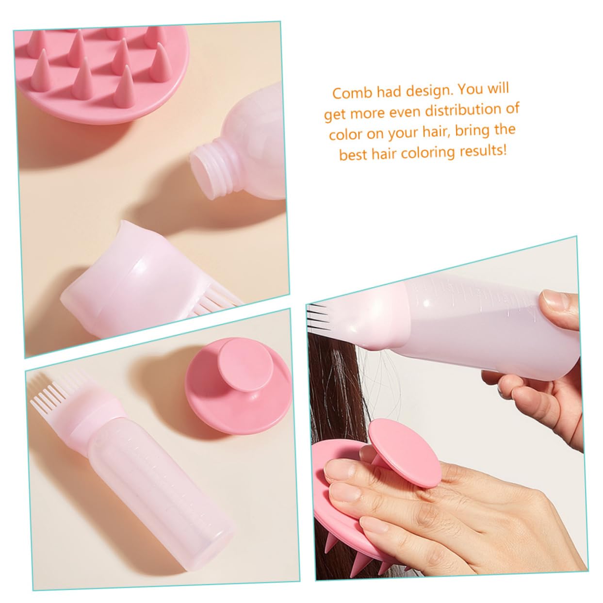 minkissy 6ensembles Bouteilles Applicateur De Pour Cheveux Avec Peigne De Racine De Flacons Pour Coloration Et Huile Capillaire Pratique Et Facile à Utiliser