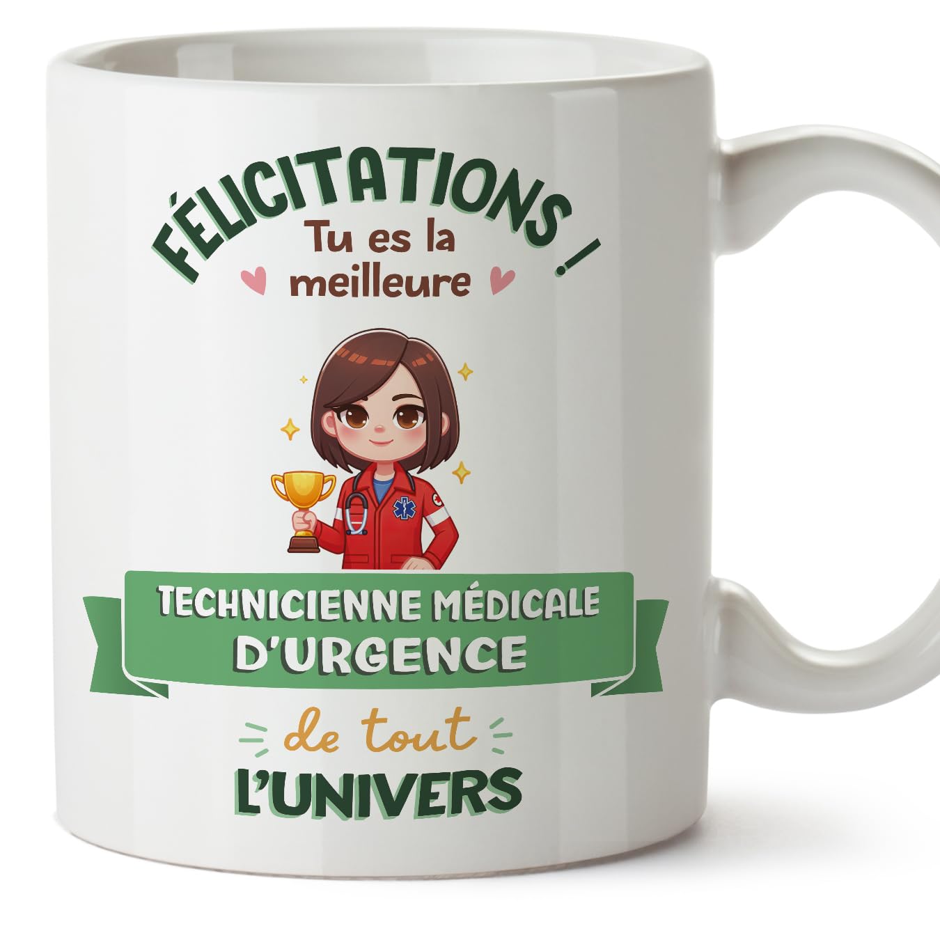 MUGFFINS Emergency Medical Technician Woman Mug - in French - Meilleur Univers Trophée - Funny Gift for Colleagues - Ceramic 11oz Mug — image 1