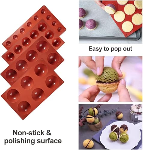 Miniatura 4 de La chat 3 moldes de silicona semicirculares, moldes de silicona para hornear de media esfera para dulces y chocolate, sin BPA y moldes cilíndricos