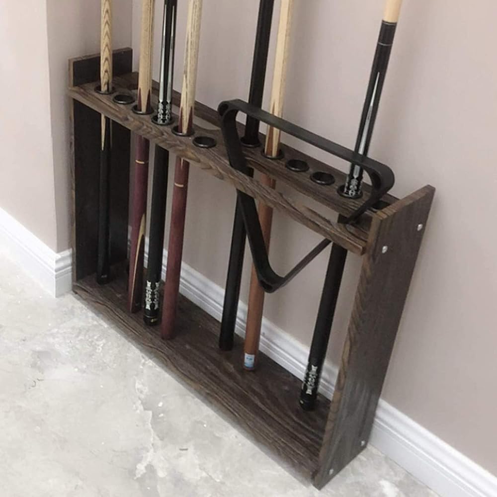 12 Pool Cue Rack, Vintage Billiard Cue Storage Rack, Display Floor Pool Cue Storage Stand with Double Sided