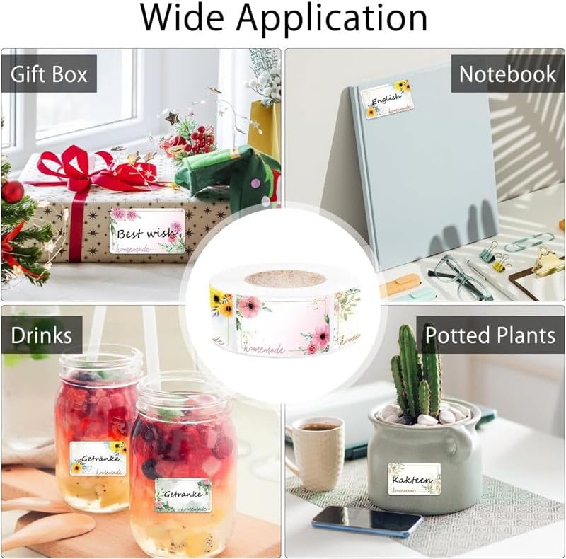 Miniatura 8 de Etiquetas autoadhesivas para escribir, 500 unidades, etiquetas autoadhesivas para frascos de especias, frascos, frascos, frascos, calcomanías de