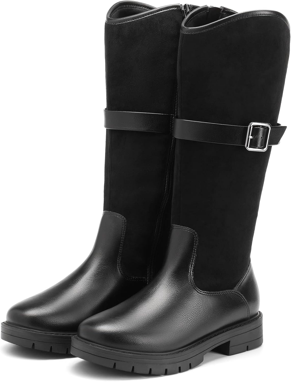 Vista 3 de DREAM PAIRS Botas de equitación de moda con hebilla alta para niñas pequeñas y grandes