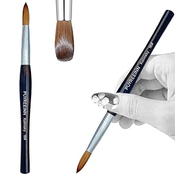 Acrylic Nail Brush Kolinsky,100% Pure mink Sable brush with Ebony wood handle, Professional Gel brush for Acrylic power and Nail Extension Size 8,10,12,14,16 Size 8