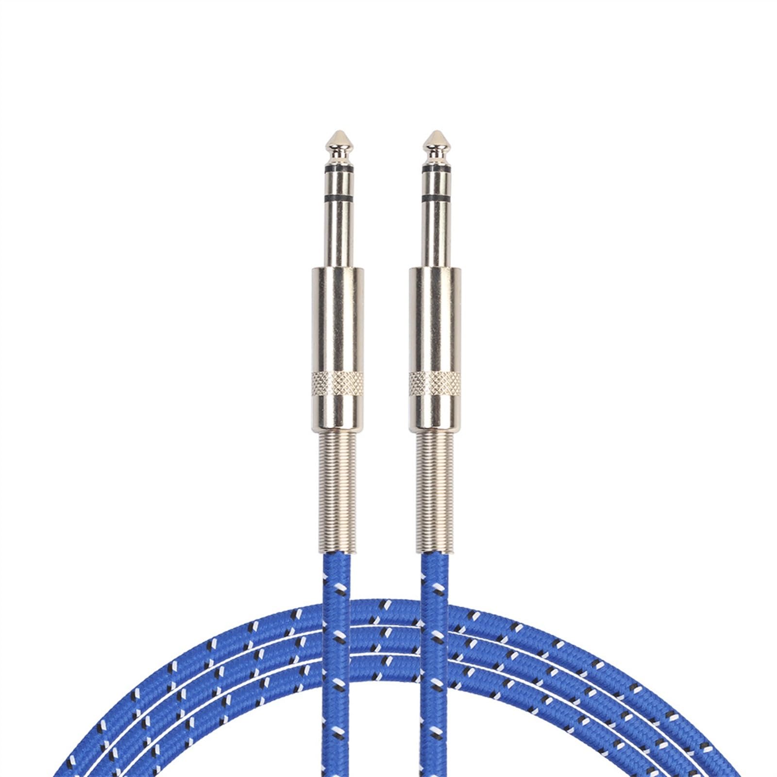 Professionelles Gitarren-Audiokabel Metallstecker, Blaues Geflochtenes Netz, Stereo-6,35-Stecker Auf Stecker, E-Gitarren-Mikrofon-Audiokabel (Color : 3 Meters)