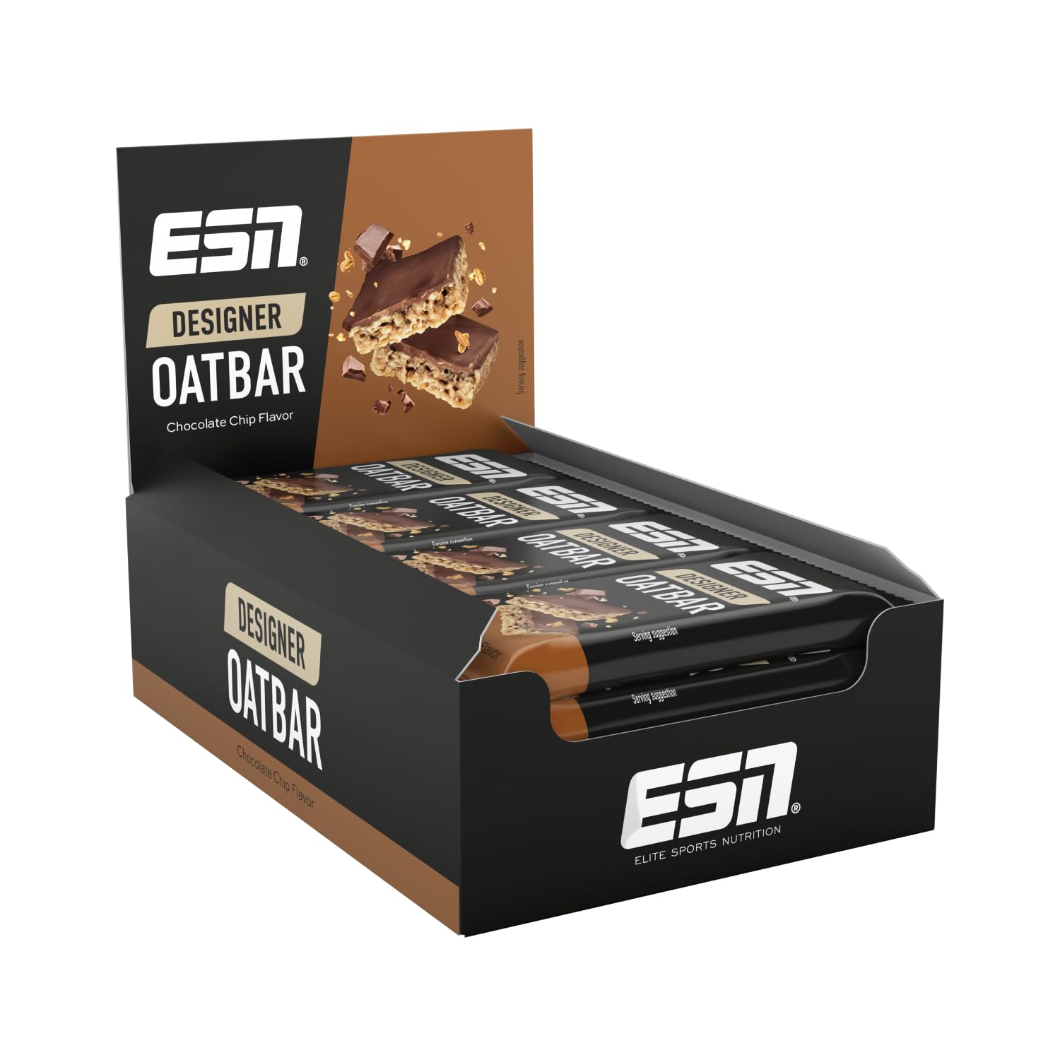 ESN Designer Oat Bar Box, Chocolate Chip V2, 12 x 100 g, Hafer Riegel auf Haferbasis - perfekt für unterwegs