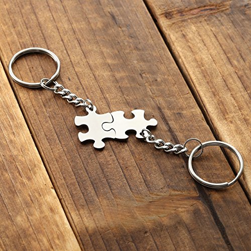 Jovivi Personalized Custom Stainless Steel Puzzle Couple Necklace/Keychain Jewelry Set Best Friend Lover Gift3