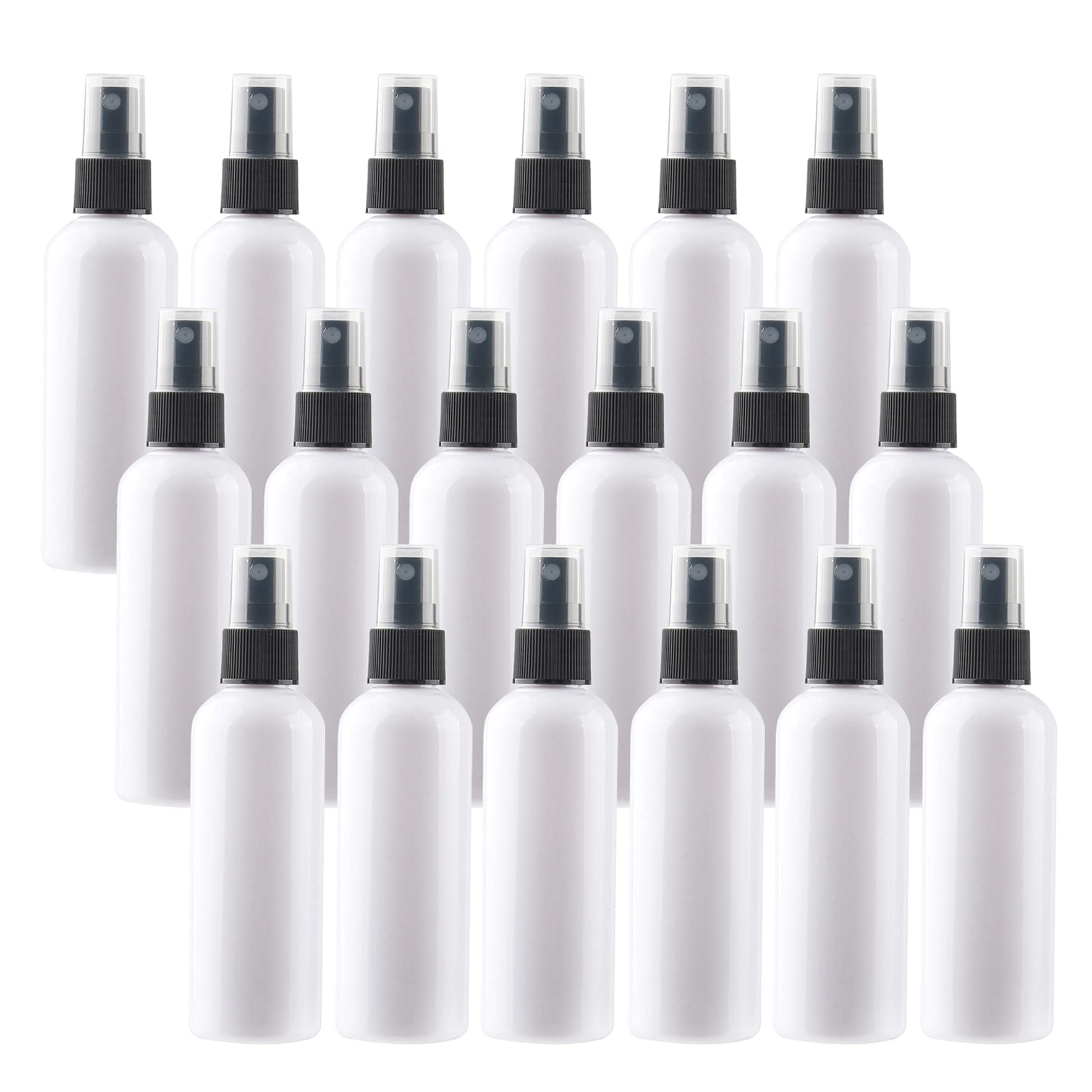 24 Pezzi 100ml Flaconi Spray Vuoti, Bottiglie Spray Bianco Plastica Fine Nebbia Bottiglia Set da Viaggio, Flacone Spray Atomizzatore Vuoto con Pompa Nero, Alcool Profumo Sprayper