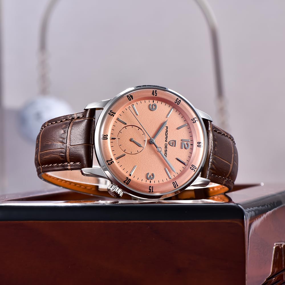 Pagani Design 1790 Męski zegarek na rękę, 42 mm, automatyczne zegarki mechaniczne, 100 m, wodoszczelny, luksusowy zegarek na rękę dla mężczyzn, łatwy do odczytania duży cyferblat, skórzany pasek
