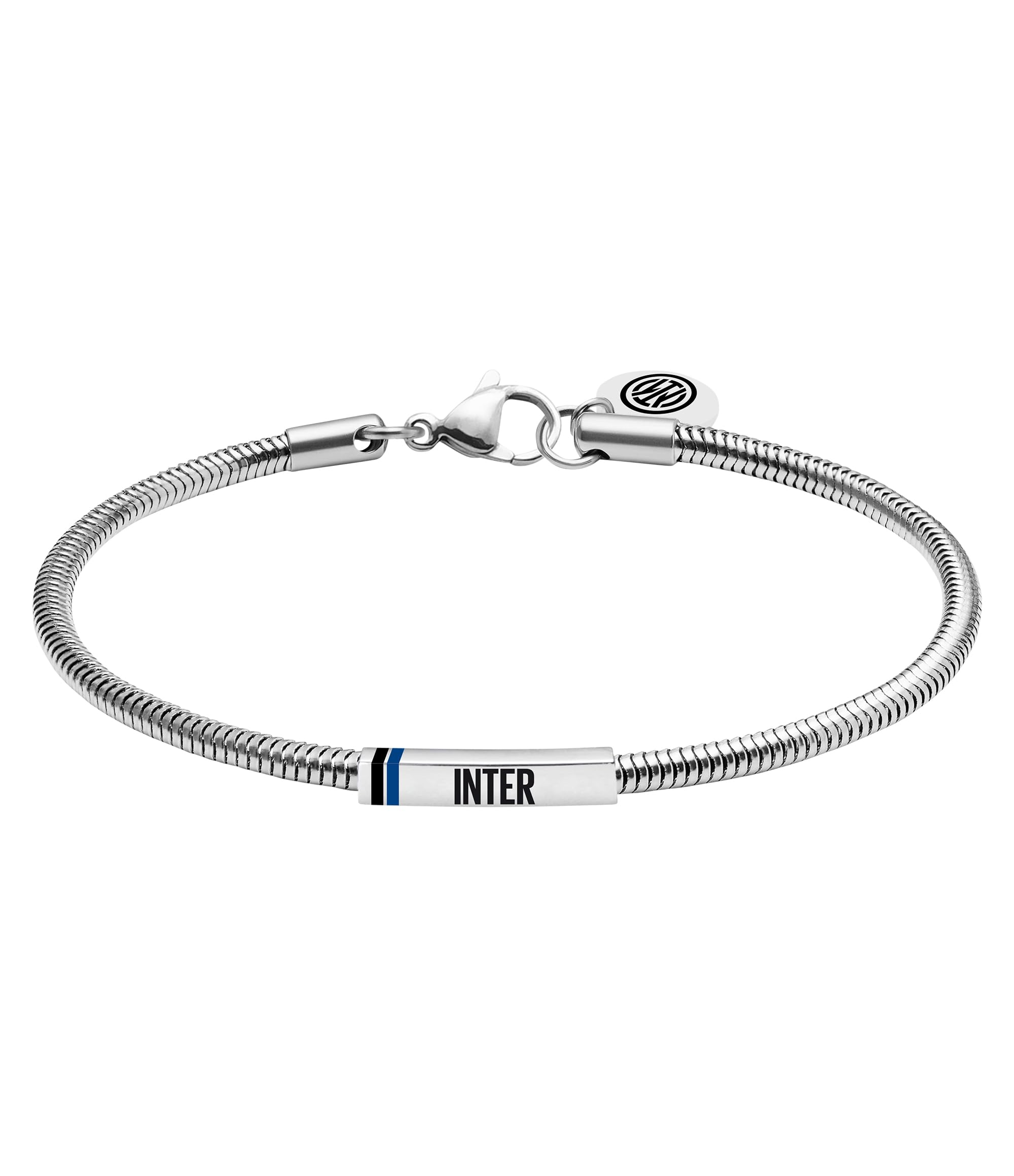 Seven Bracciale Inter in acciaio, Con piastra centale, Bambini e Ragazzi, Squadra di Calcio, Idea regalo per tifosi