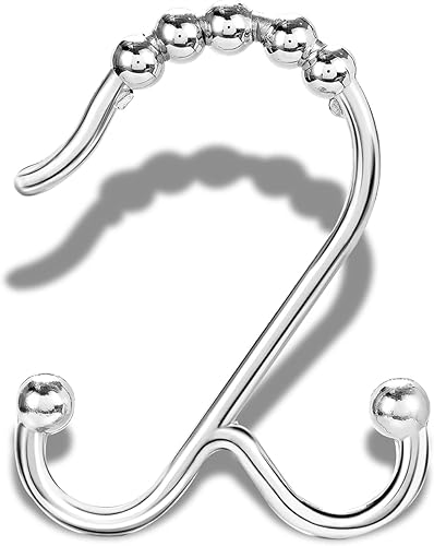 Ganchos de cortina de ducha plateados, anillos de cortina de ducha de doble deslizamiento, de aluminio resistente a la corrosión, ganchos de ducha
