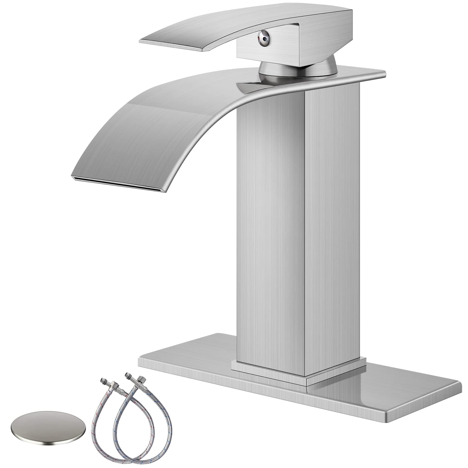 Conjunto de grifería de ducha de níquel cepillado para baño, sistema de ducha de pared, cabezal de ducha de lluvia cuadrado de 8 pulgadas a juego con grifo de lavabo de baño de níquel cepillado con