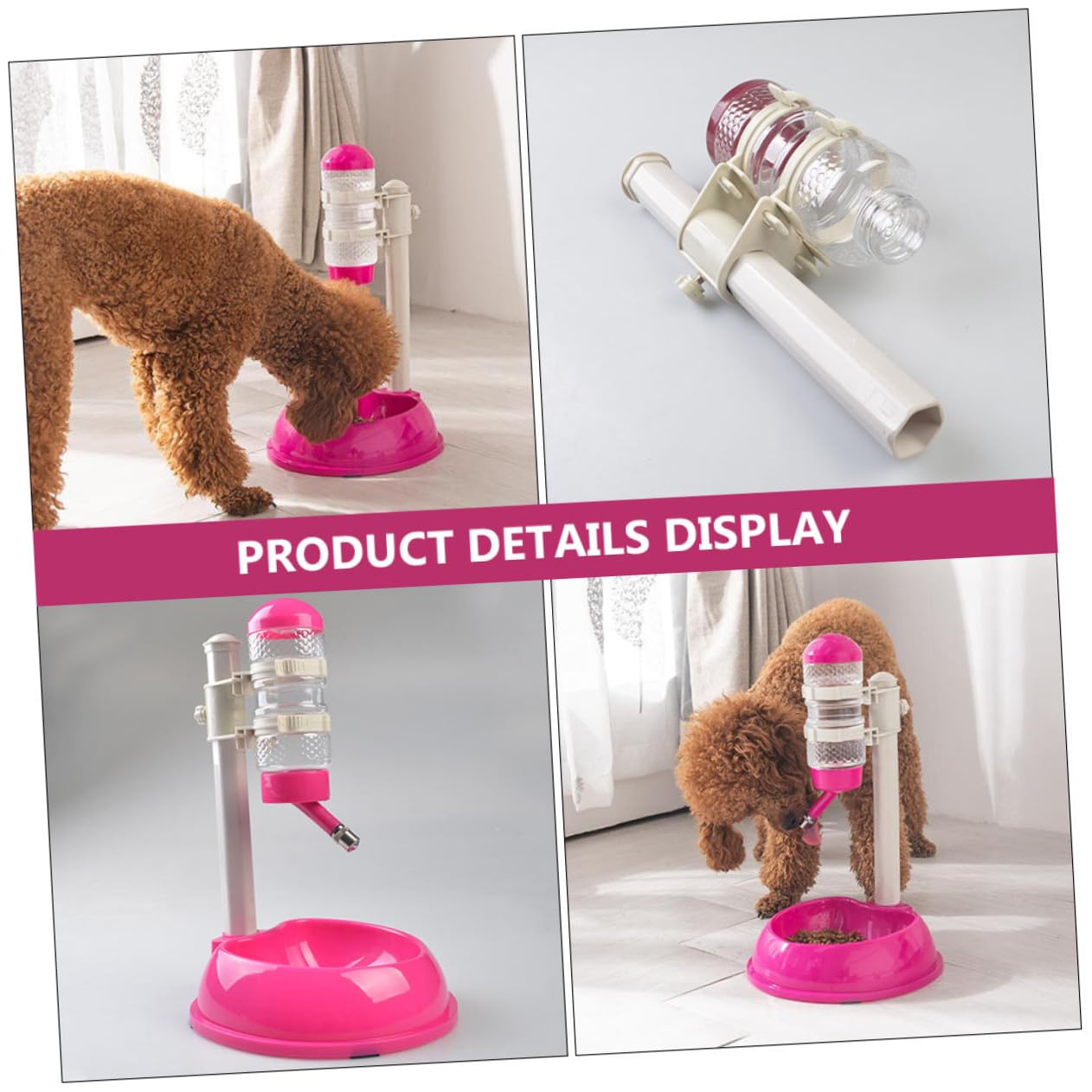 ibasenice Dispensador de Comida y Agua Automático para Mascotas Botella Visualizada de 500ml, Material PP y PVC, Comedero y Bebedero Adecuado para Perros y Gatos en Casa