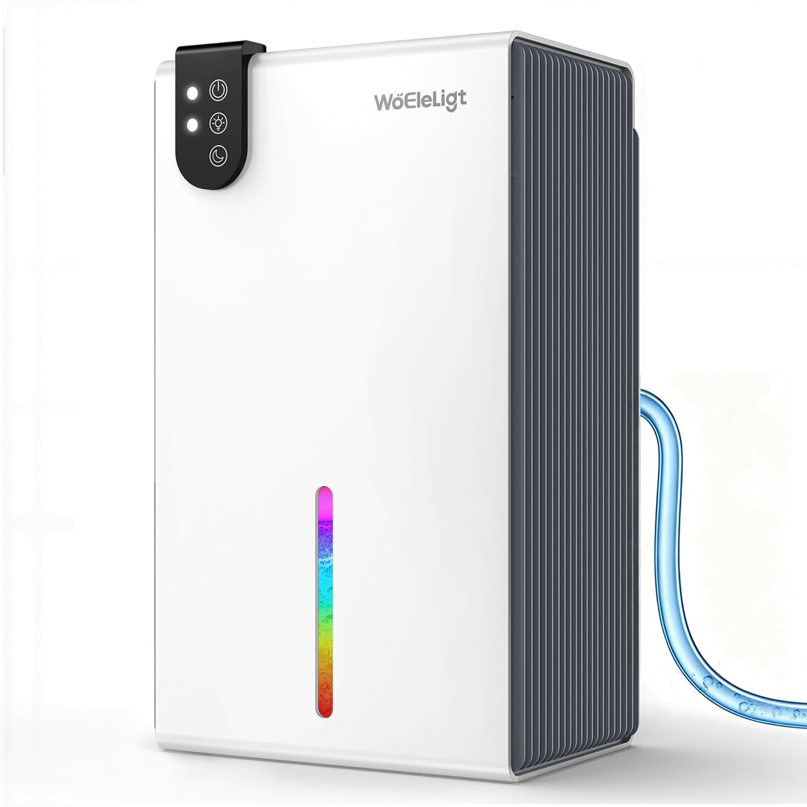 Photo 1 of 98 OZ Small Dehumidifier for Home 1000 Sq Ft, Quiet Dehumidifier with Drain Hose, Auto Shut-Off, Sleep Mode, 7-Color Light for Basement, Bedroom, Bathroom, Closet, RV (Grey White)
