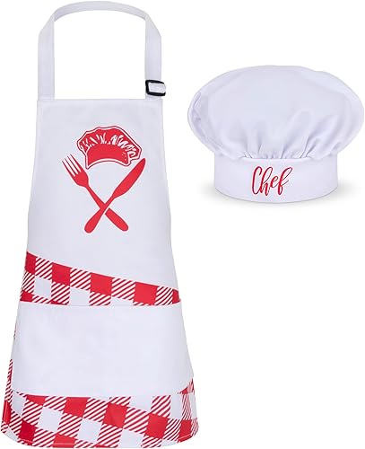 Miniatura 3 de Dress Up America Juego de delantal para niños, sombrero de chef y delantal para cocinar y hornear, disfraz de chef