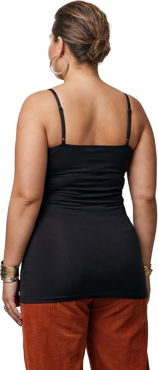 Emmalise Women's Basic Casual Long Camisole Adjustable Strap Cami Layering Top image 2