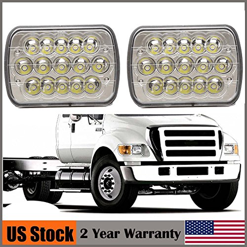 2Pcs 7X6 Hi Lo LED Headlight Crystal Clear Sealed Beam For Ford Super Duty Truck F550 F600 F650 F700 F750