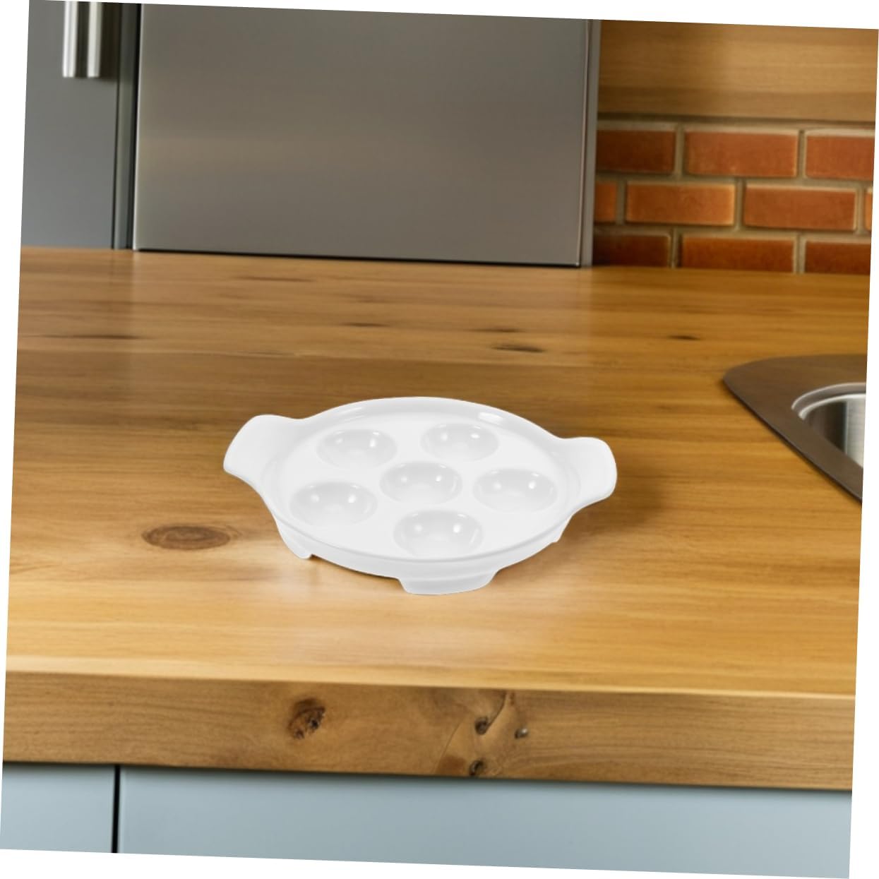 2pcs Ceramic Escargot Baking Dish Handles French Style Snail Platter for BBQ and Oven Porcelain Escargot Holder