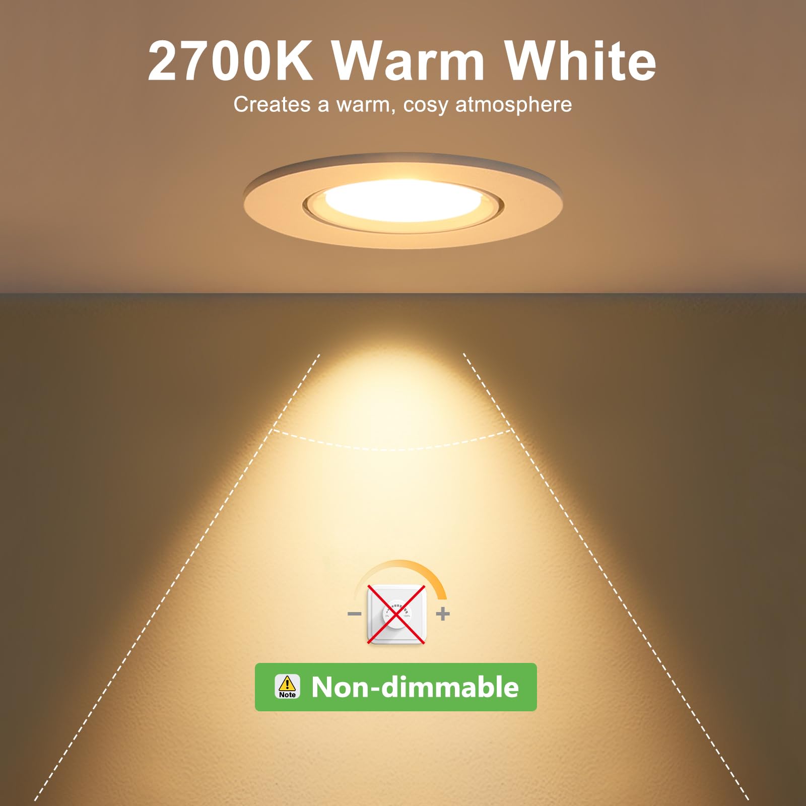 YindaLux 6x Foco empotrable LED 230V 5W 550LM 45° Orientable IP44 Spot de techo 2700K Luz cálida Spot LED Taladro 68mm Luz empotrada Plana GU10 Spots empotrable para Baño Salón Blanco, No regulable