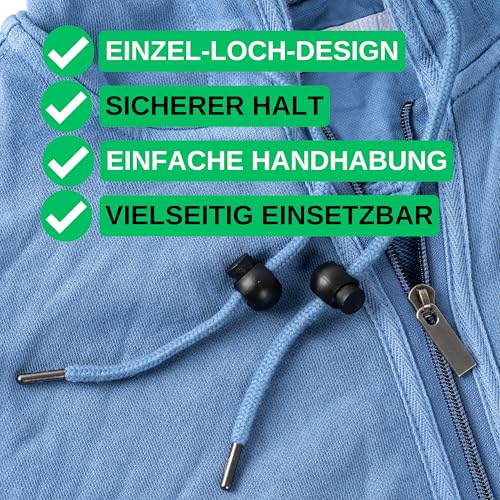 Kordel Stopper, 1-Loch, 10 Stück, Schwarz, für bis Ø 5 mm Kordeln, Band Klemme Jacke, Bekleidung, Rucksack...