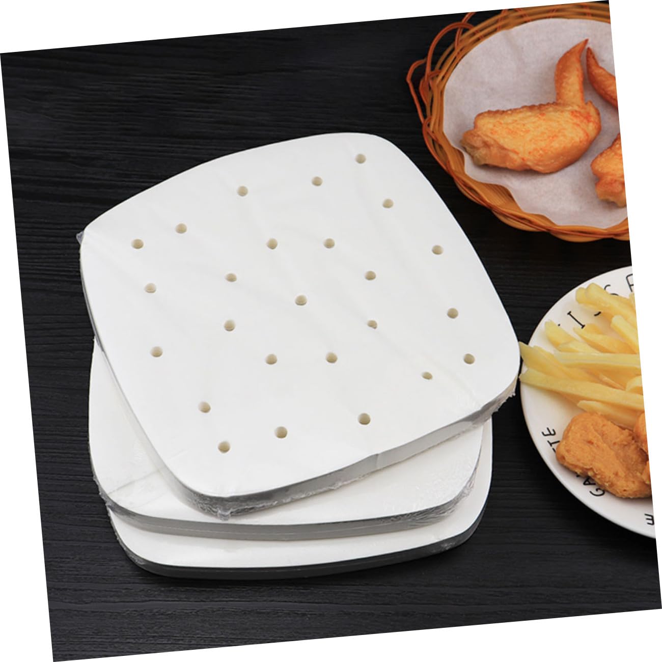 Airfryer Einlage 400 Stück Weißes Papier mit Drainlöchern