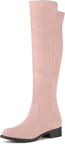 Allegra K Botas altas hasta la rodilla con cremallera lateral para mujer