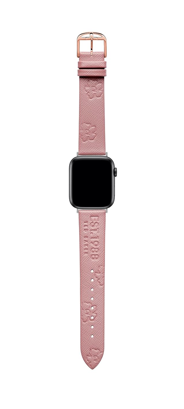 Ted Baker Pink Saffiano Leather Strap Logo Magnolias for Apple Watch Model BKS38S207B0