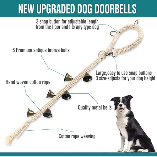 Miniatura 2 de BLUETREE Timbres de entrenamiento para perros, campanas de entrenamiento de alta calidad, campanas de puerta ajustables para entrenar a tu cachorro