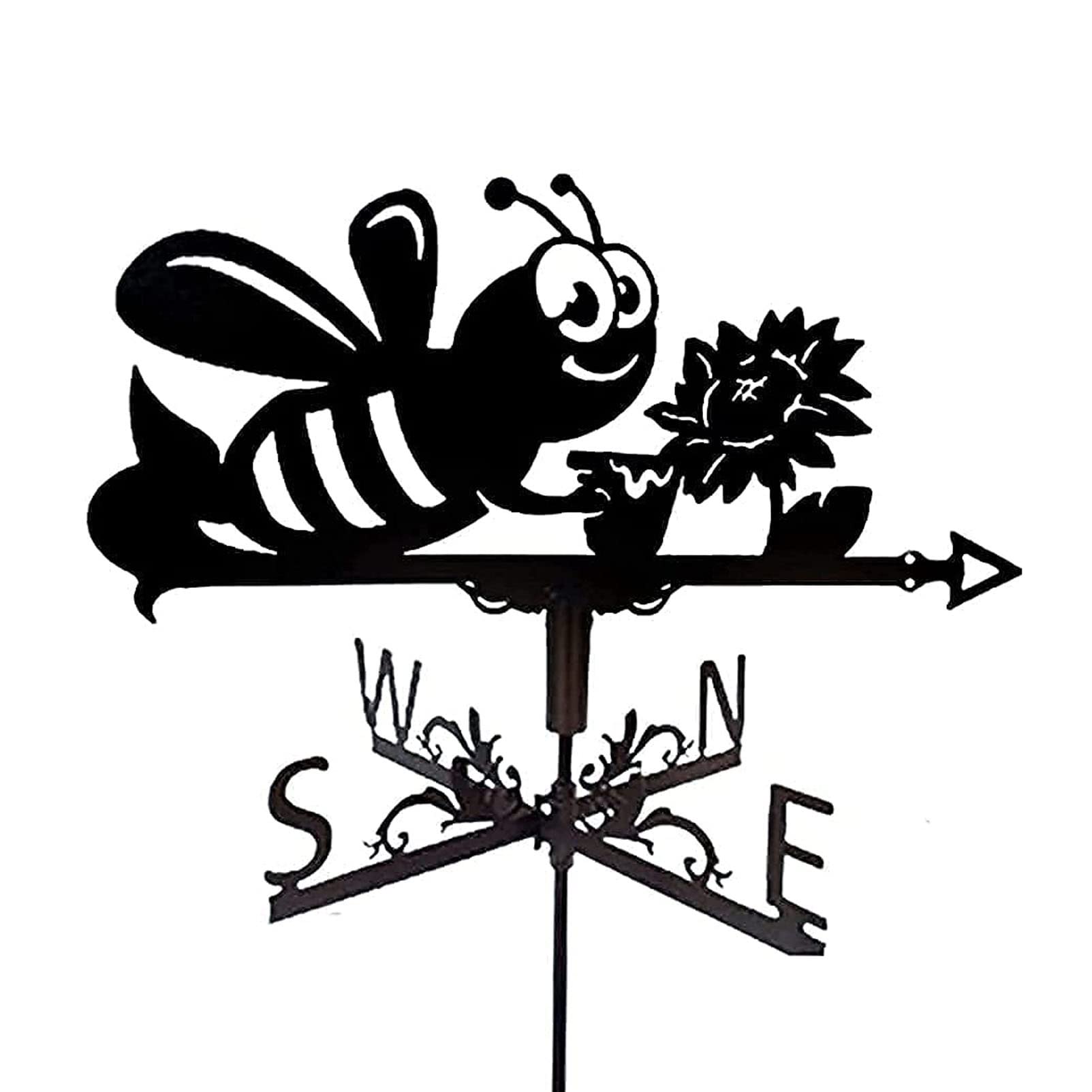 Bee Weather Vane Metal Stake Roofs Weathervane Durable Retro Farm Scene Professional Measuring Tools (Color : Black)
