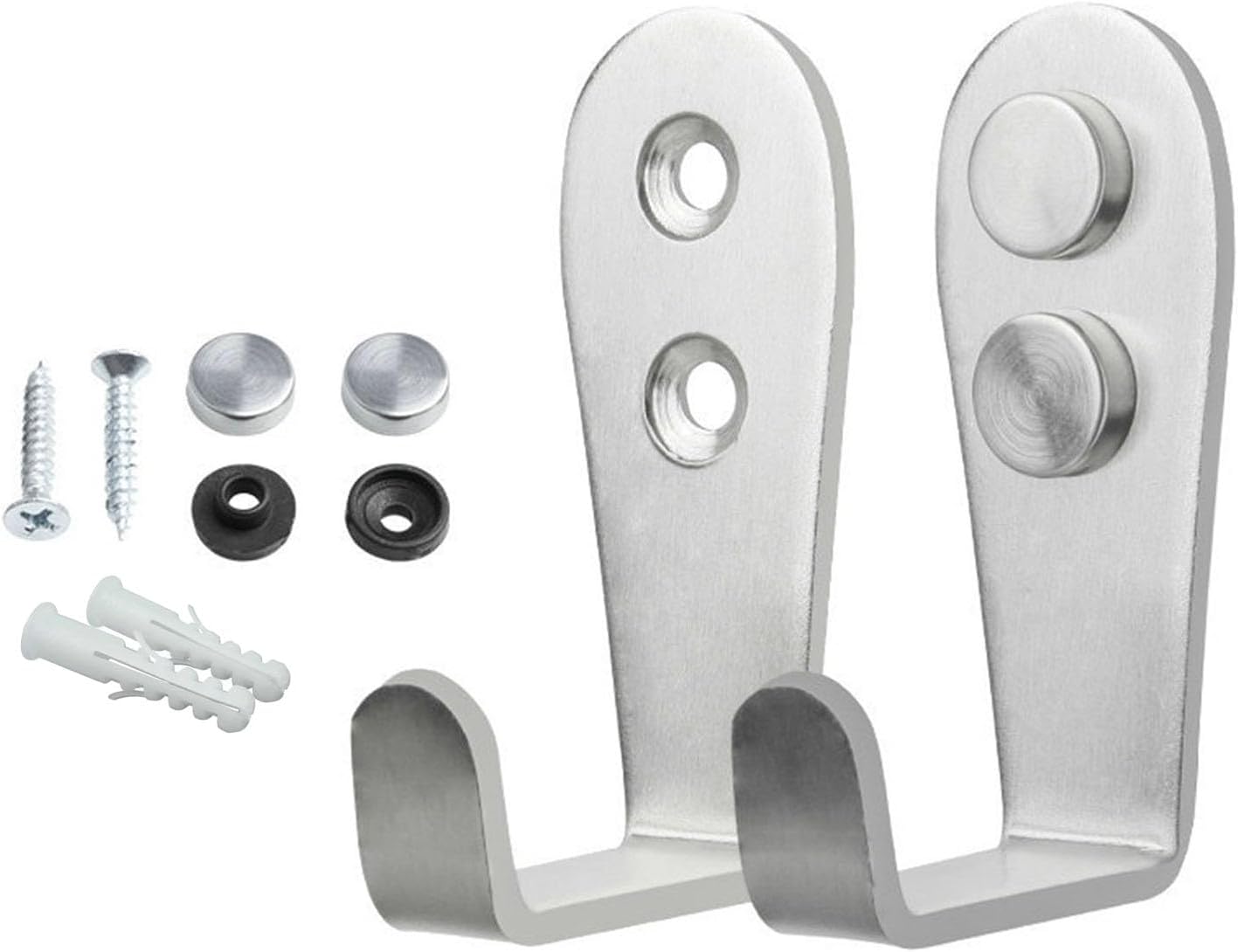 8 Pack Coat Hooks Wall Mount Single Entrance Hooks Heavy Duty Brushed Wall Hook Stainless Steel Small L Metal Hook for Hanging Clothes Jackets Robes Towels Hats Keys Bags Cups, Silver