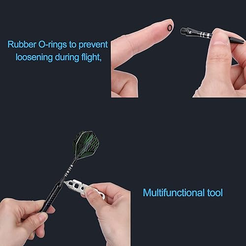 Miniatura 4 de Juego de 12 dardos de punta de metal de 220.85 oz, dardos de punta de acero para dardos con ejes de aluminio de alta calidad, 50 juntas tóricas de