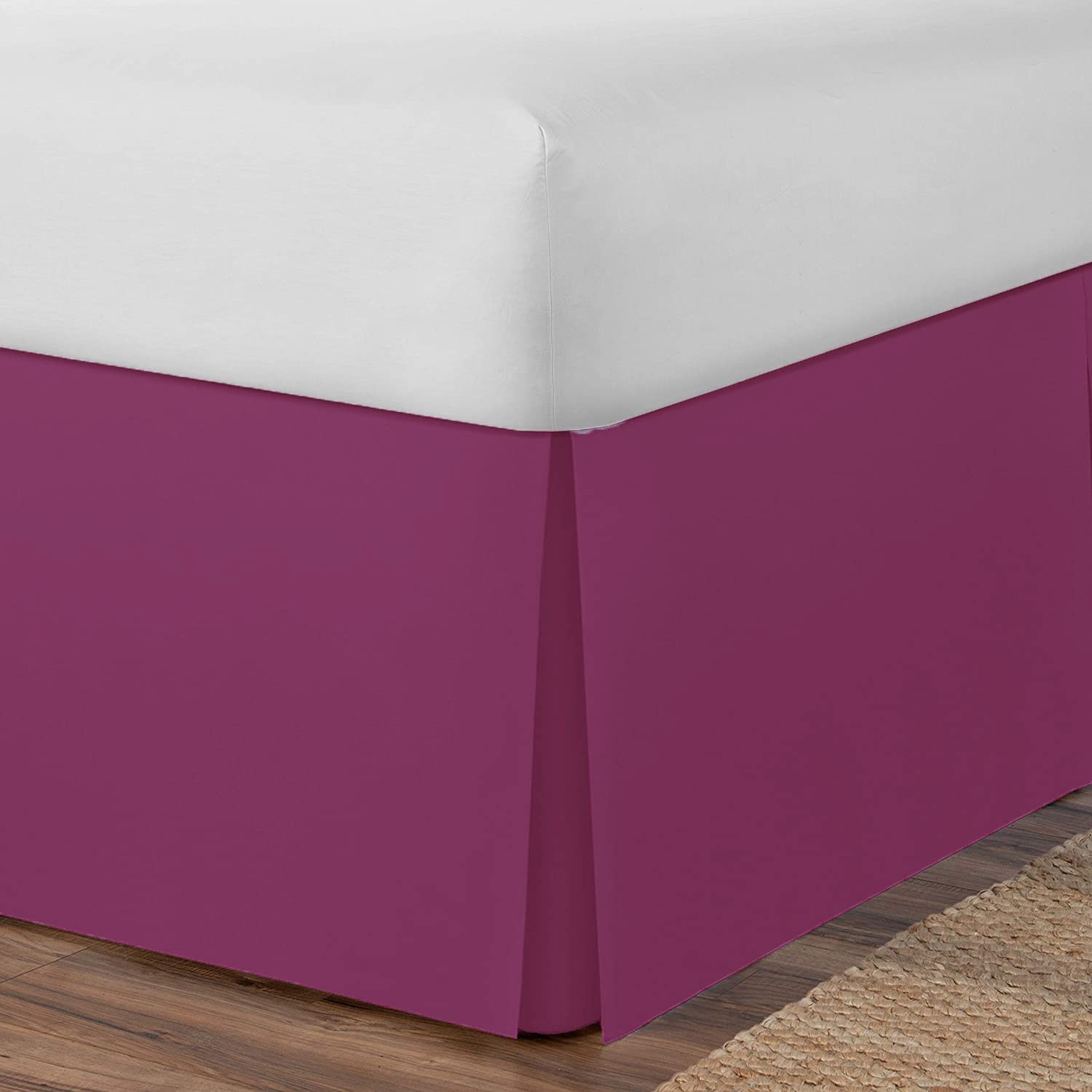 AmigoZone 100% Egyption Cotton 400 Thread Saten Platform Base Valance Pleated (Fuscia, King)