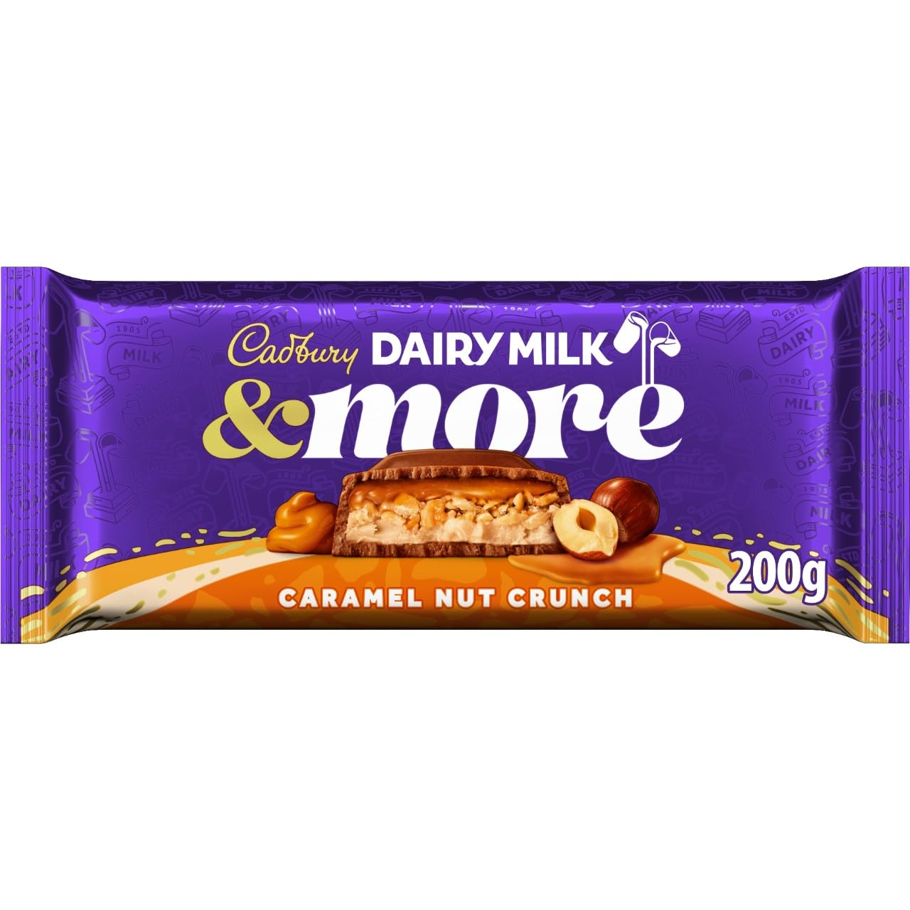 Cadbury Dairy Milk & More Caramel Nut Crunch Chocolate Bar, Treat for Snacking, Sharing & Gifting 200 g