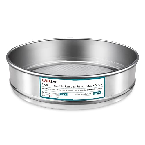 Miniatura 12 de Tamiz de Malla de Acero Inoxidable 304, Tamiz de Prueba de 10 Mallas (2mm) de Abertura, Diámetro de 7.9 Pulgadas (20cm) Tamices Económicos de