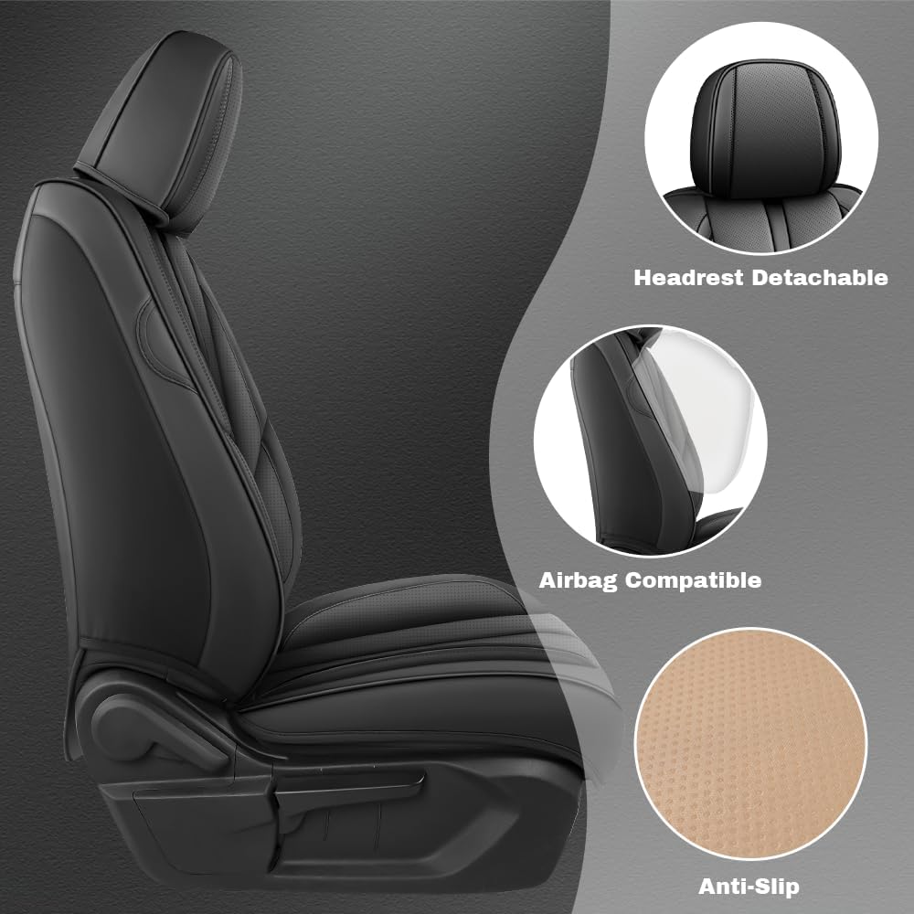 Full Seat Cover for Kia EV9 2024-2026, All Season Waterproof Full Wrapped Seat Protectors Interior Sets, Airbag Compatible Seat Cover(5 Seat/Black)