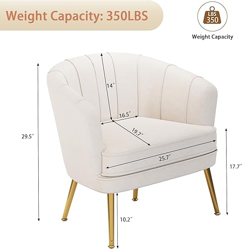 Miniatura 2 de Silla de acento de terciopelo Andeworld, silla de sofá individual moderna tapizada, sillón de club barrel cómodo para sala de estar con patas de