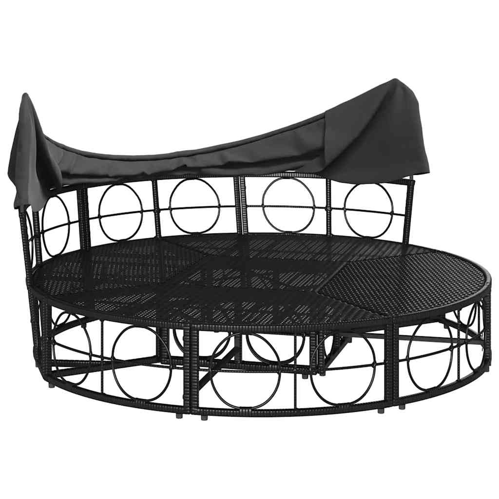 Générique Letto di riposo esterno con baldacchino retrattile e cuscini, letto da giardino modulare in resina intrecciata, set convertibile in isola di sole o salone di conversazione con fodere